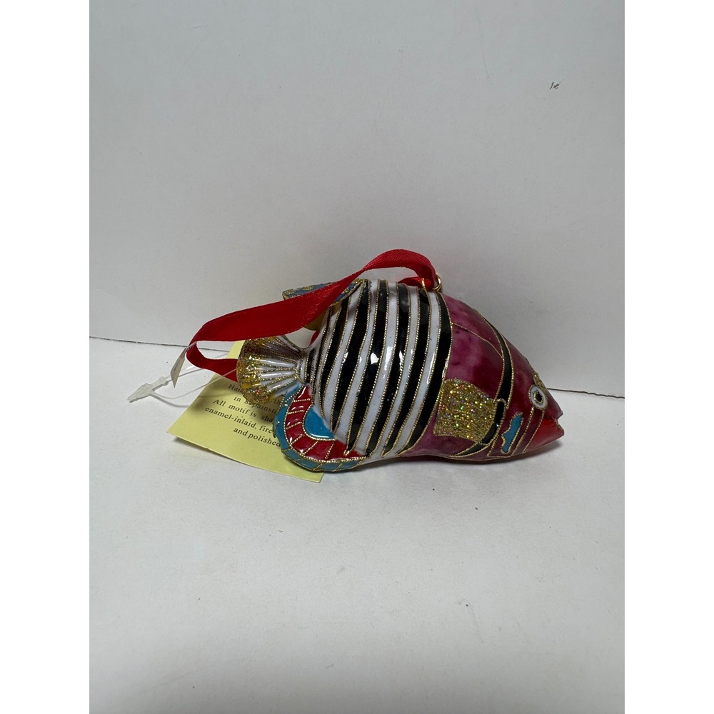 Precious Cloisonne Tropical Fish Ornament Handcrafted Enamel Gold Plated w Tag